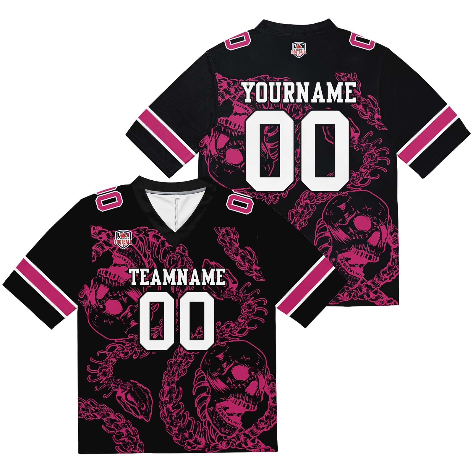 Camiseta de fútbol personalizada con nombre y número del equipo impresos y bordados-marca Bones-Rose