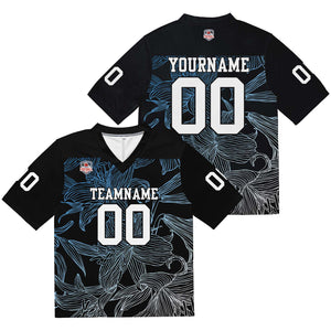 Camiseta de fútbol personalizada con nombre y número del equipo impresos y bordados-color azul degradado blanco