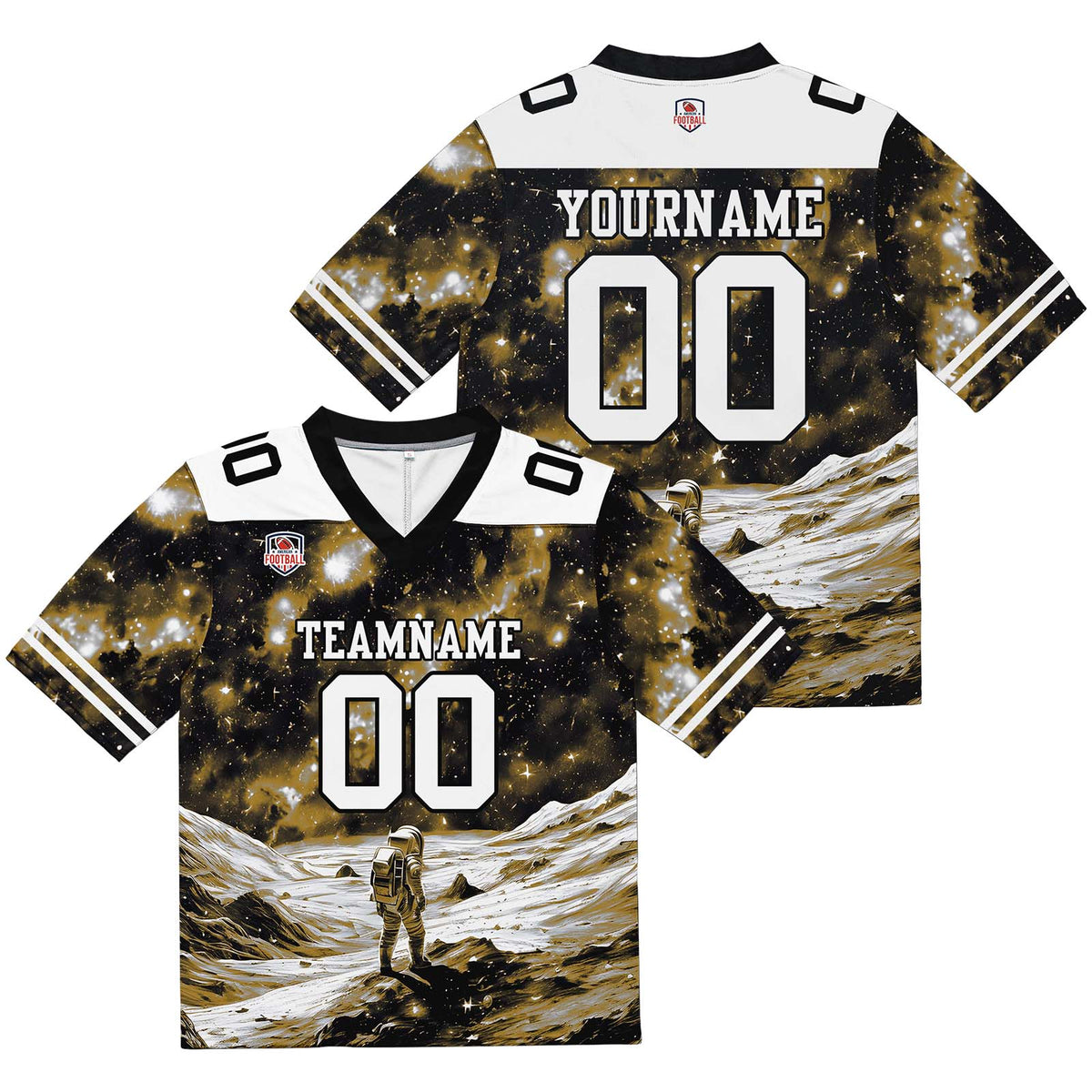 Camiseta de fútbol personalizada con nombre y número del equipo bordados-color negro y amarillo