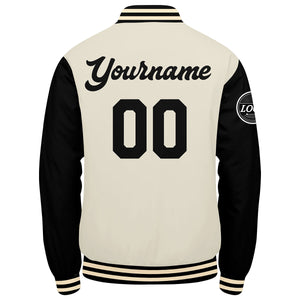 Chaqueta universitaria personalizada estilo Letterman para hombres-mujeres y jóvenes-color negro y crema
