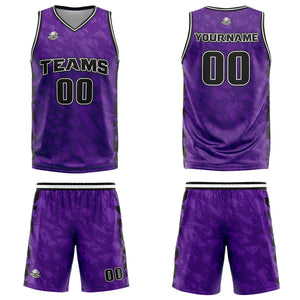 Uniforme de baloncesto personalizado color morado roto con tu logotipo-nombre y número impresos