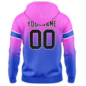 Sudadera con capucha personalizada con degradado para hombre-mujer-niña o niño Estampa tu logotipo-nombre y número en rosa y azul