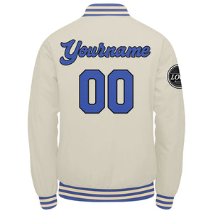 Chaqueta universitaria personalizada estilo Letterman para hombres-mujeres y jóvenes-color crema y azul