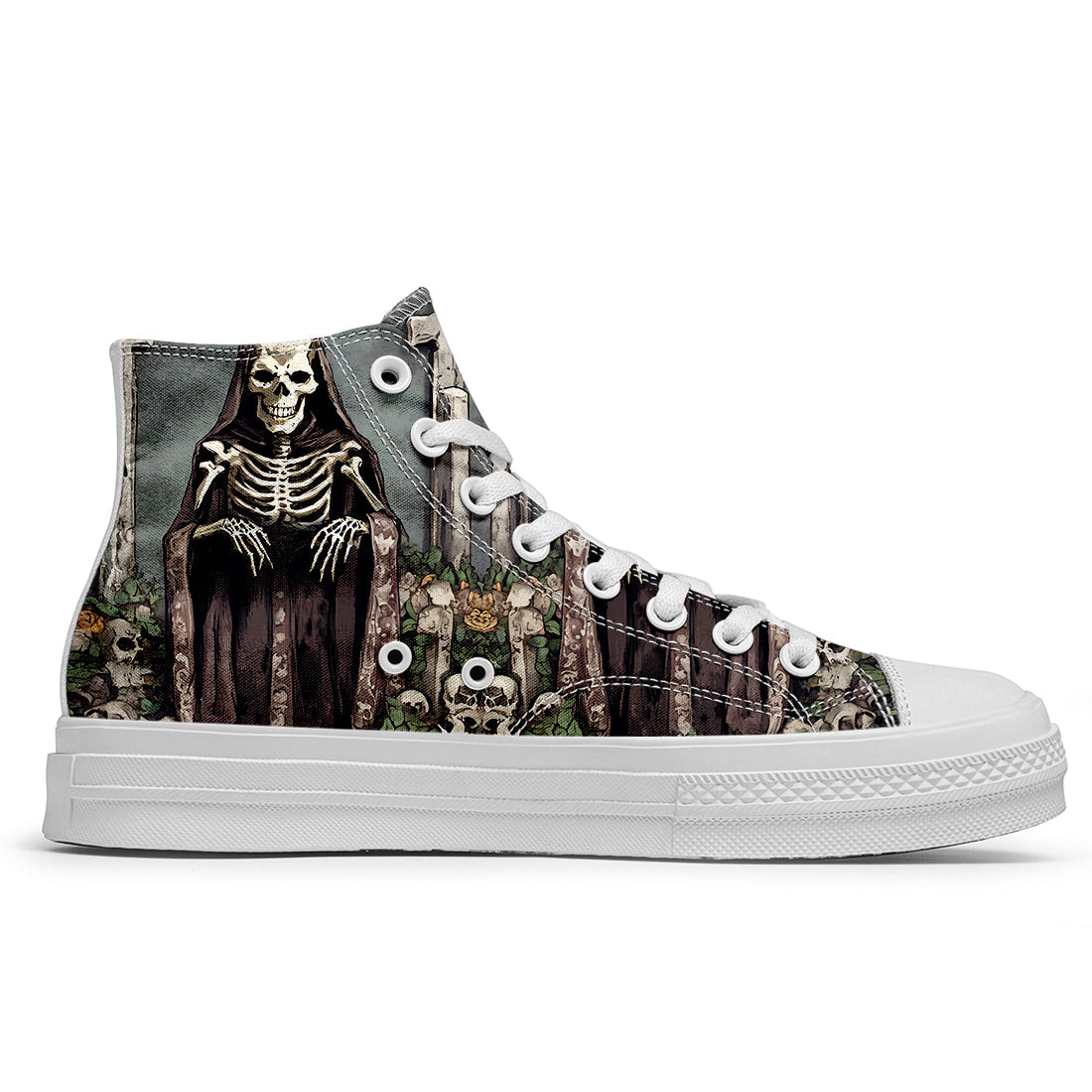 Resalta tu estilo con las zapatillas de lona de caña media Skeleton para hombre y mujer
