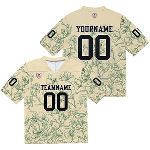 Camiseta de fútbol personalizada con nombre y número del equipo bordados-color crema y verde