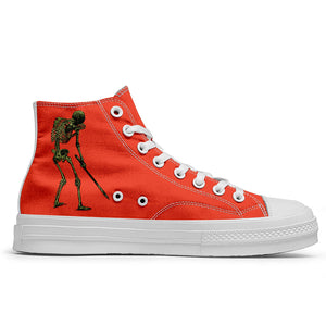 Resalta tu estilo con las zapatillas de lona de caña media Skeleton para hombre y mujer