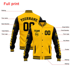 Chaqueta universitaria personalizada estilo Letterman para hombres-mujeres y jóvenes-color amarillo y negro