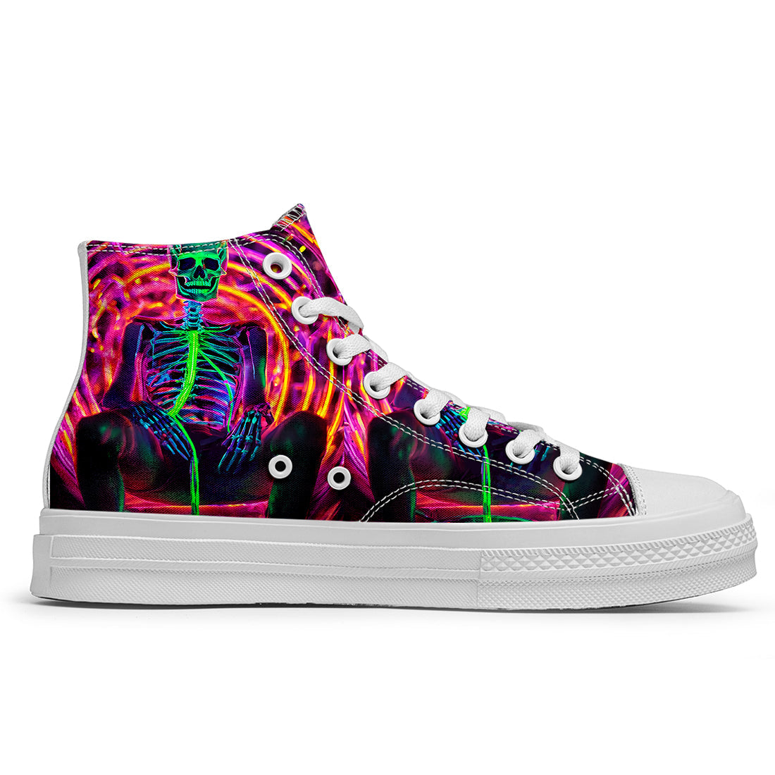 Resalta tu estilo con las zapatillas de lona de caña media Skeleton para hombre y mujer
