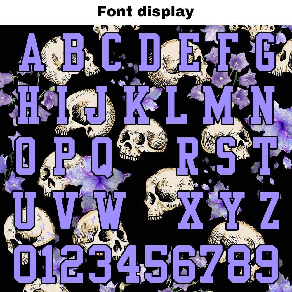 Camiseta de fútbol personalizada con nombre y número del equipo bordados y estampados-calavera morada
