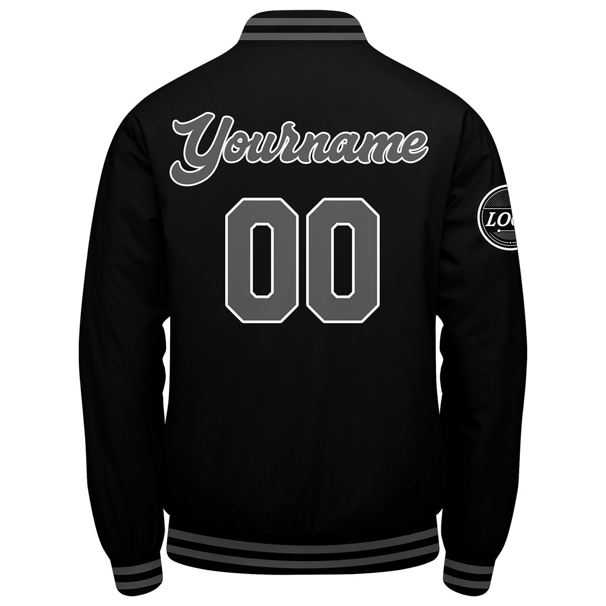 Chaqueta universitaria personalizada estilo Letterman para hombres-mujeres y jóvenes-color negro y gris