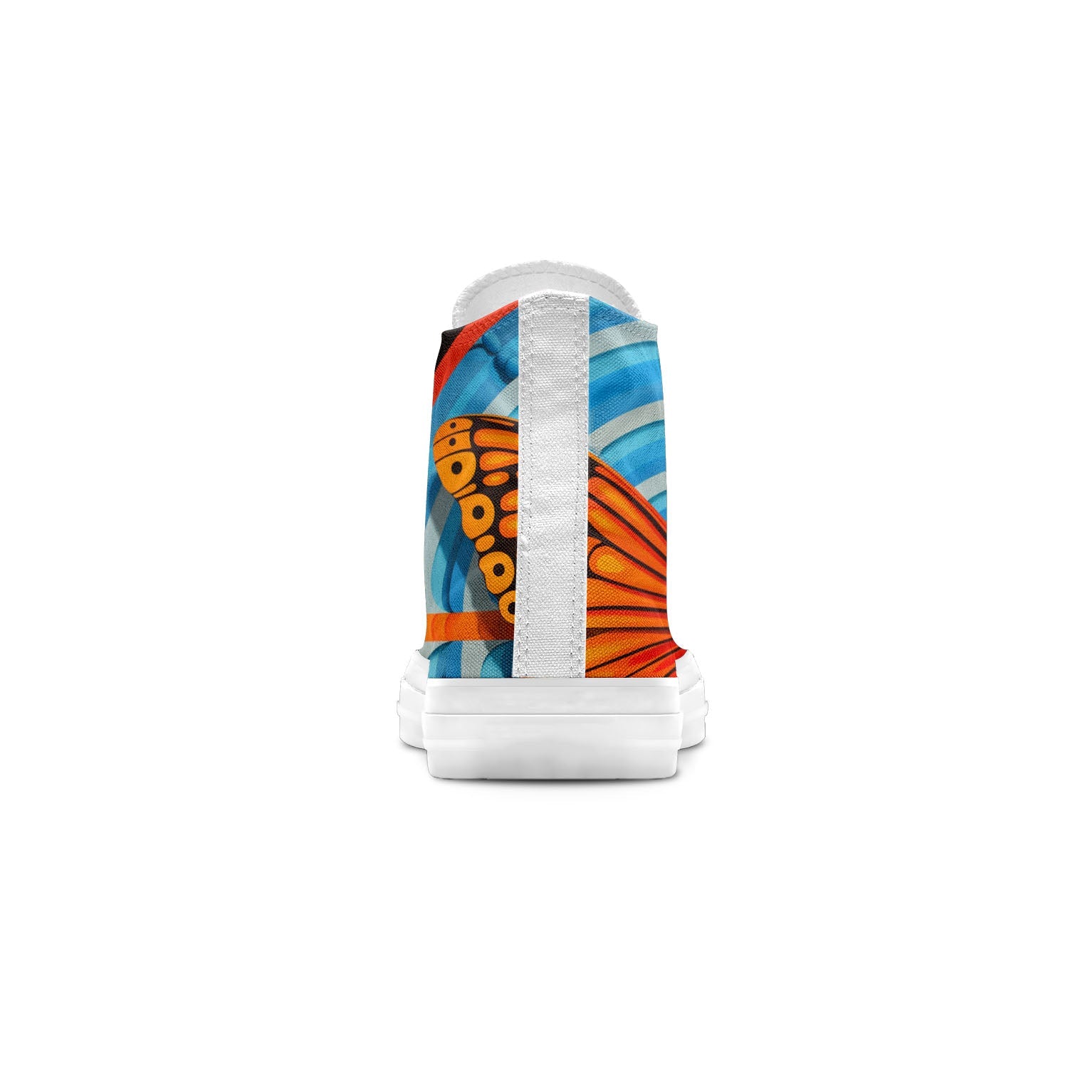 Alas etéreas: realza tu estilo con zapatillas de lona de media caña para hombre y mujer Cautivadores diseños de mariposas Op Art en cada paso