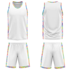 Uniforme de baloncesto blanco personalizado con tu logotipo-nombre y número impresos