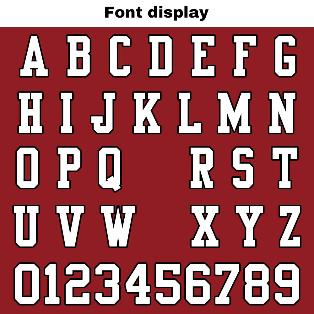 Camiseta de fútbol personalizada con nombre y número del equipo impresos y bordados en color rojo