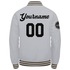 Chaqueta universitaria personalizada estilo Letterman para hombres-mujeres y jóvenes-color gris y negro