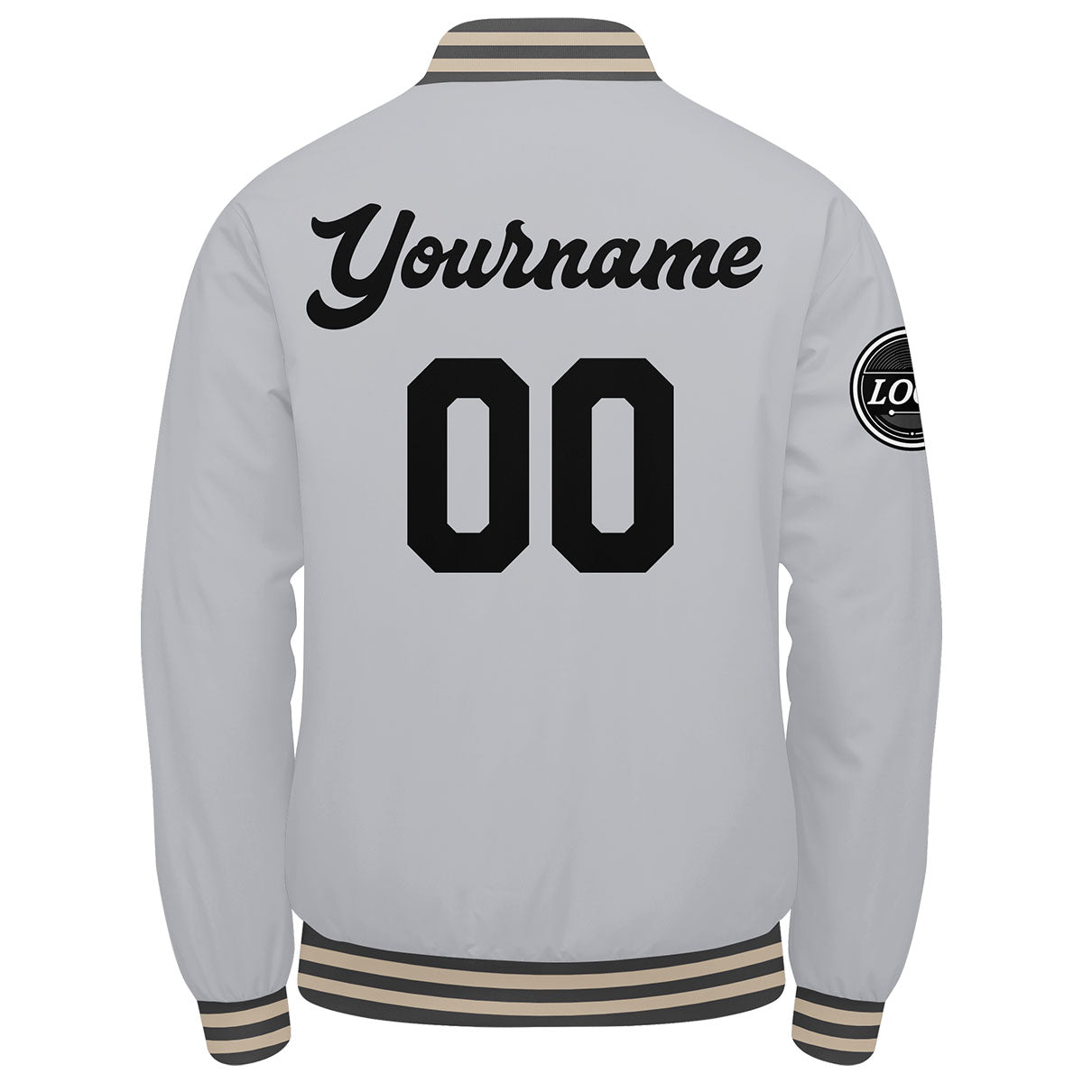 Chaqueta universitaria personalizada estilo Letterman para hombres-mujeres y jóvenes-color gris y negro