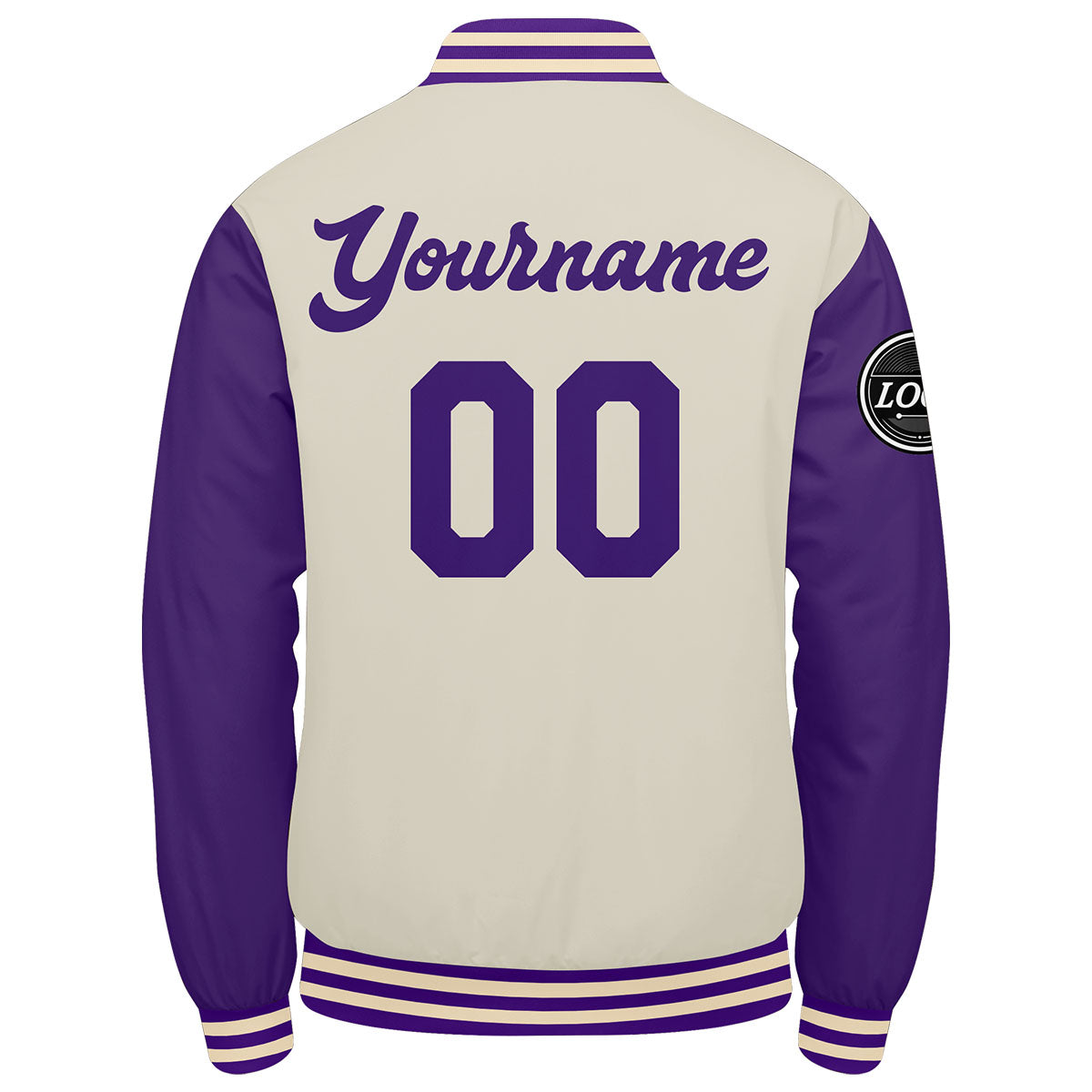 Chaqueta universitaria personalizada estilo Letterman para hombres-mujeres y jóvenes-color morado y crema