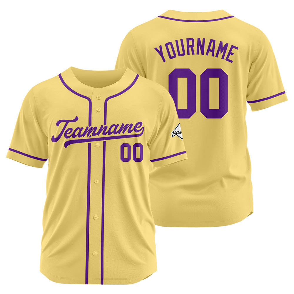 Camiseta de béisbol personalizada con diseño bordado & estilo hip hop & color dorado y morado