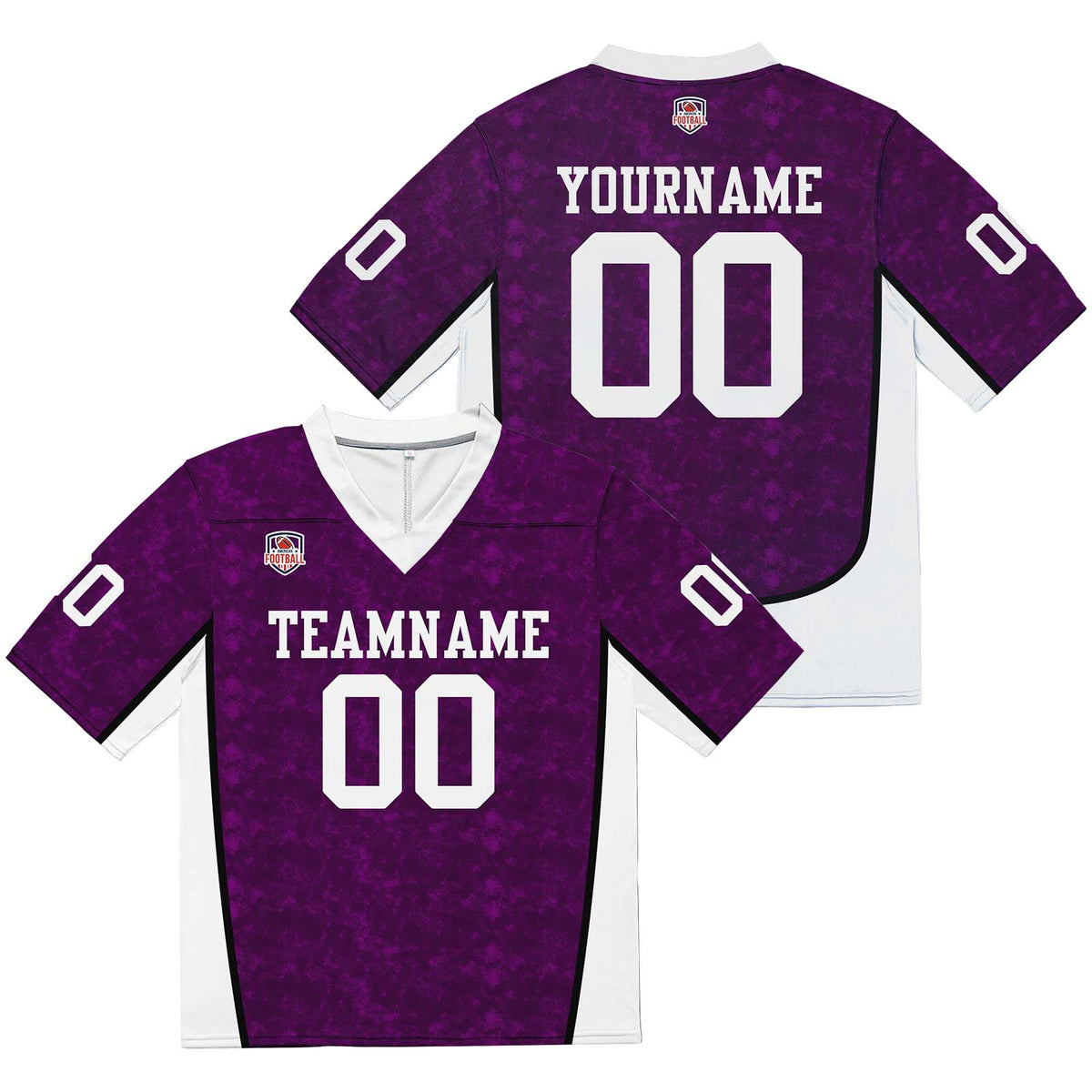 Camiseta de fútbol personalizada con nombre y número del equipo bordados-color morado