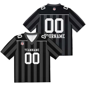 Camiseta de fútbol personalizada con nombre y número del equipo bordados-color negro y gris