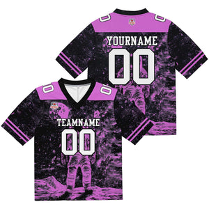 Camiseta de fútbol personalizada con nombre y número del equipo bordados-color negro y rosa