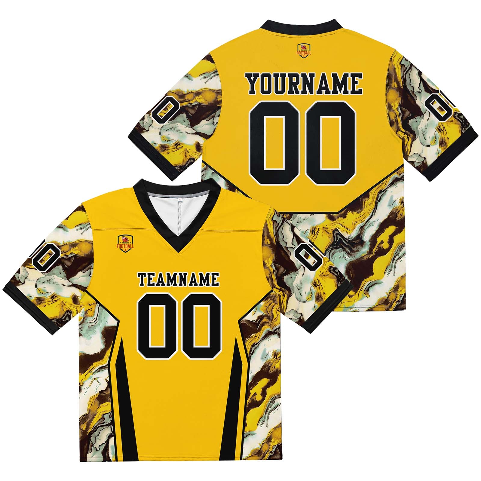 Camiseta de fútbol personalizada con nombre y número del equipo impresos y bordados-color amarillo y negro