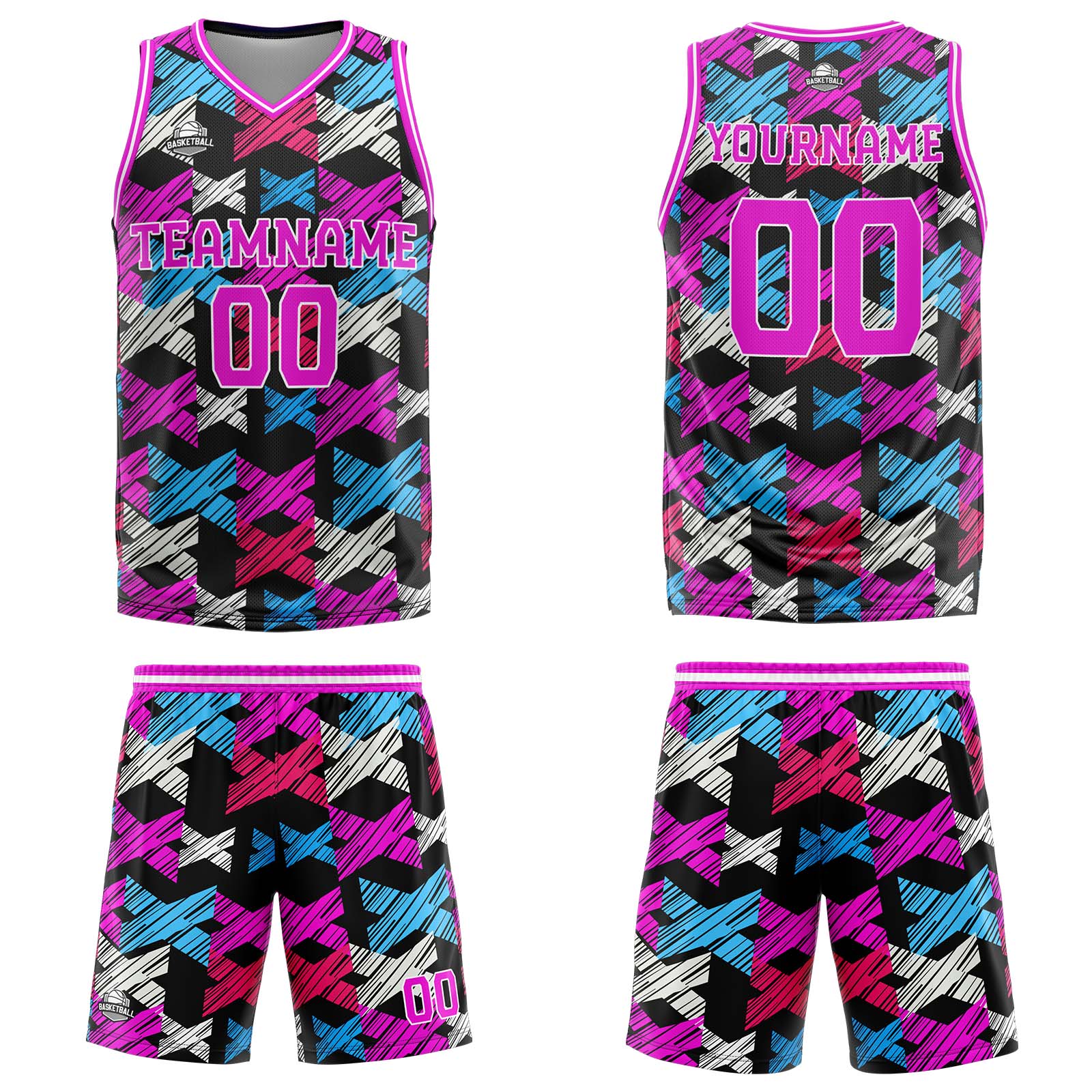 Uniforme de baloncesto rosa palo personalizado con tu logotipo-nombre y número impresos
