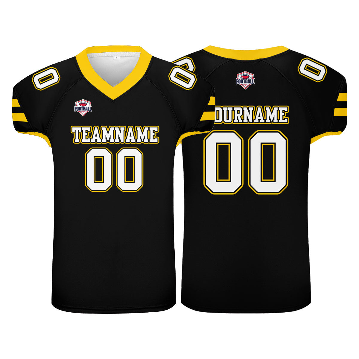 Camiseta de fútbol personalizada con nombre y número del equipo impresos en color negro