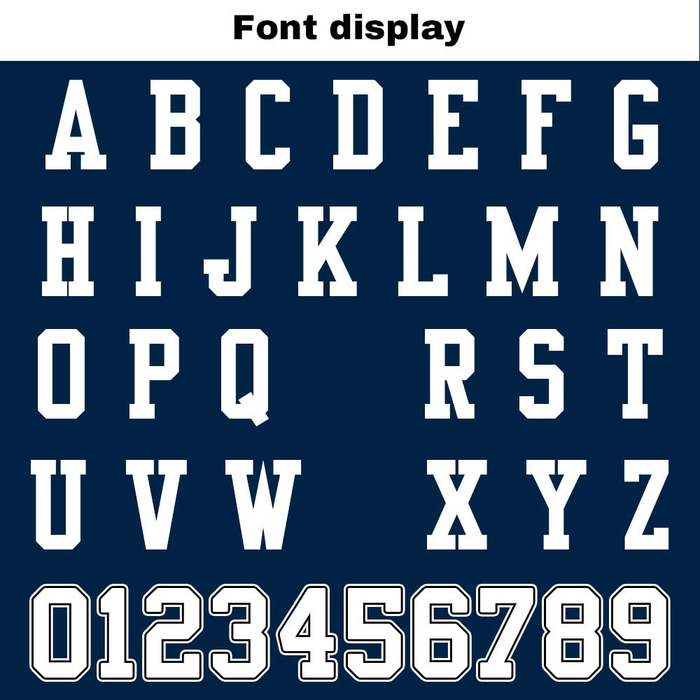 Camiseta de fútbol personalizada con nombre y número del equipo bordados-color azul marino y naranja
