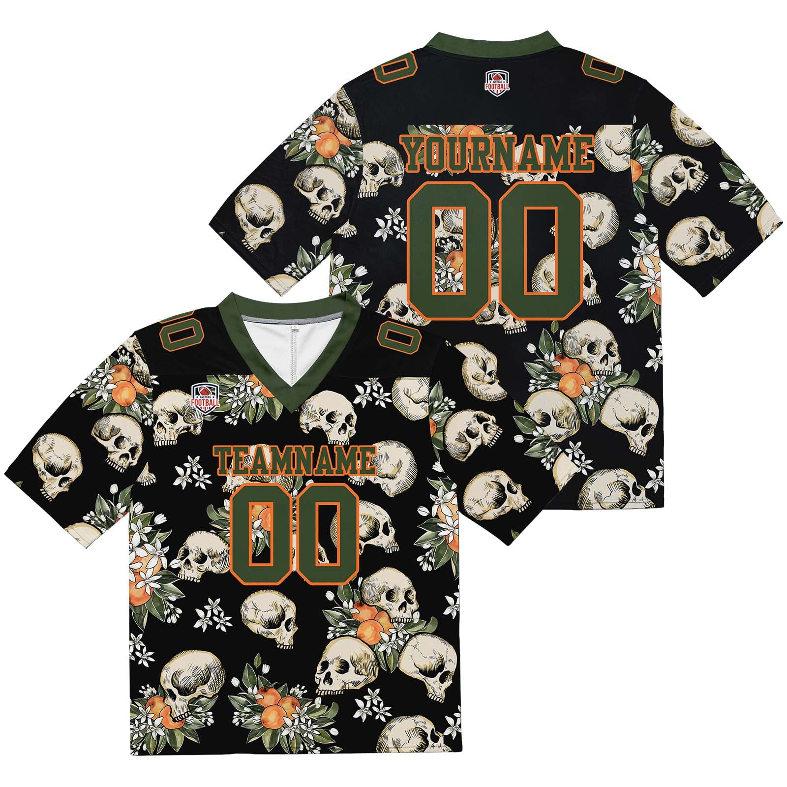 Camiseta de fútbol personalizada con nombre y número del equipo bordados y estampados-color verde oliva