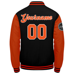 Chaqueta universitaria personalizada estilo Letterman para hombres-mujeres y jóvenes-color negro y naranja