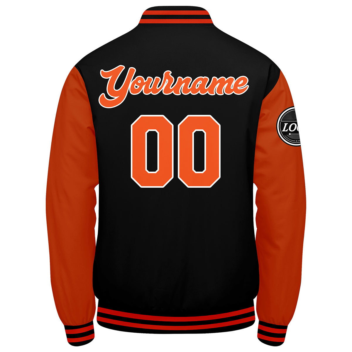 Chaqueta universitaria personalizada estilo Letterman para hombres-mujeres y jóvenes-color negro y naranja