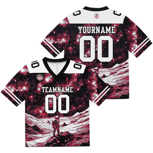 Camiseta de fútbol personalizada con nombre y número del equipo impresos y bordados-color negro y rojo