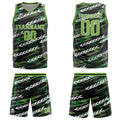 Uniforme de baloncesto personalizado en negro y verde con tu logotipo-nombre y número impresos