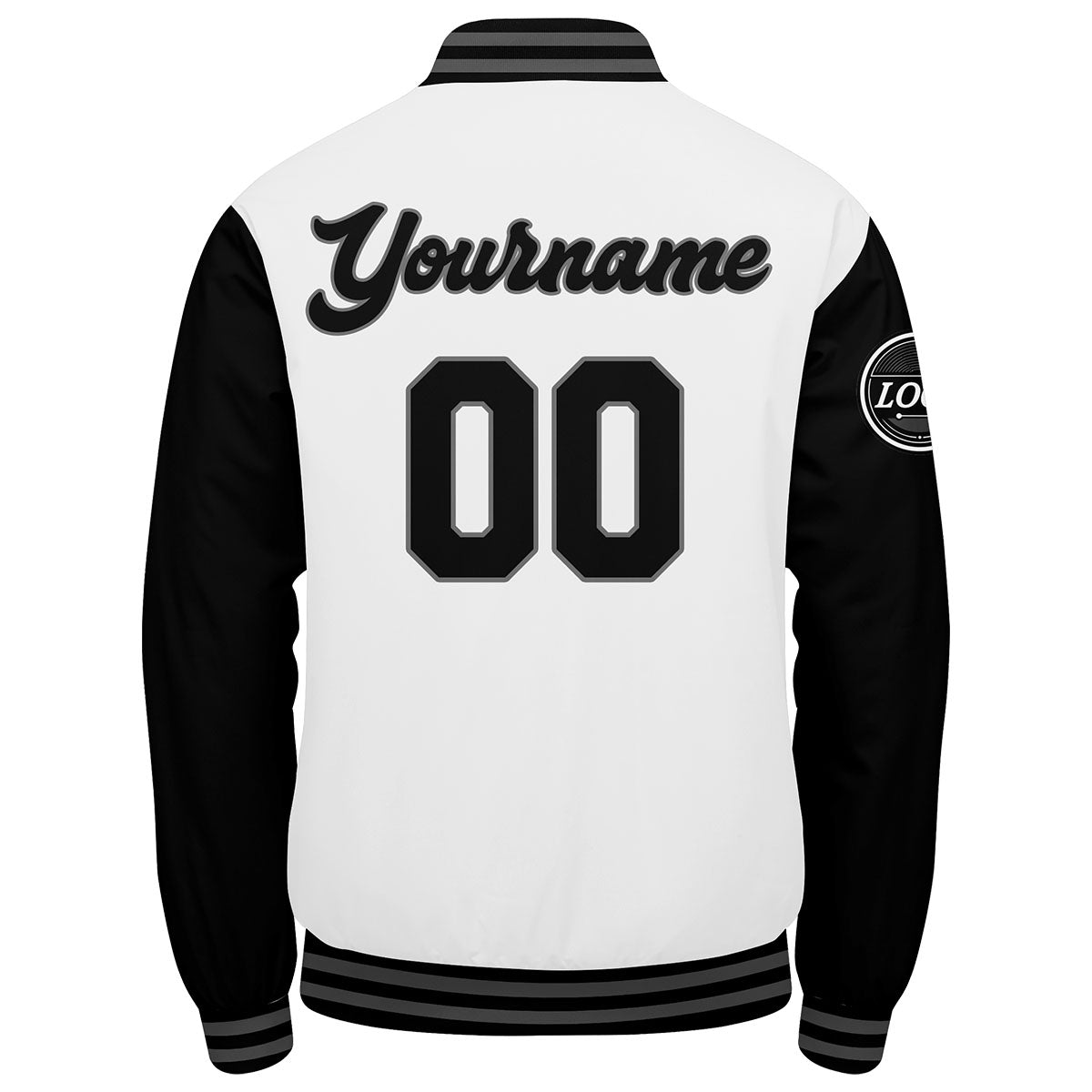 Chaqueta universitaria personalizada estilo Letterman para hombres-mujeres y jóvenes-color negro y blanco