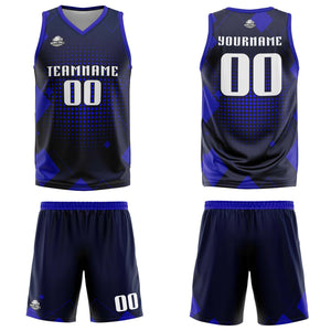 Uniforme de baloncesto Geometría Personalizada Royal con tu Logotipo-Nombre y Número Impreso