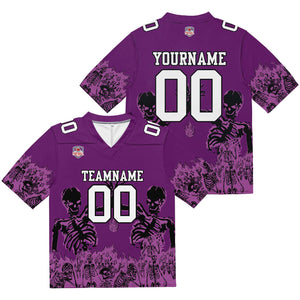 Camiseta de fútbol personalizada con nombre y número del equipo bordados-color morado