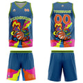 Uniforme de baloncesto azul personalizado con tu logotipo-nombre y número impresos