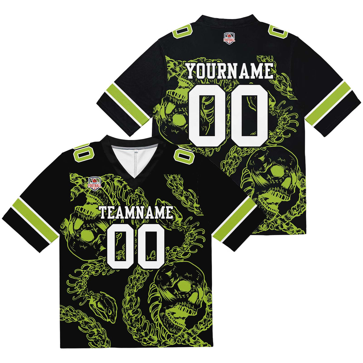 Camiseta de fútbol personalizada con nombre y número del equipo bordados y estampados-color verde lima