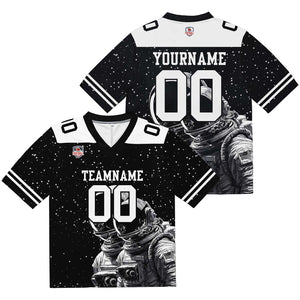 Camiseta de fútbol personalizada con nombre y número del equipo impresos y bordados-en blanco y negro