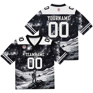 Camiseta de fútbol personalizada con nombre y número del equipo impresos y bordados-en blanco y negro