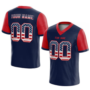 customized authentic football jersey navy-red-white mesh big size 7x