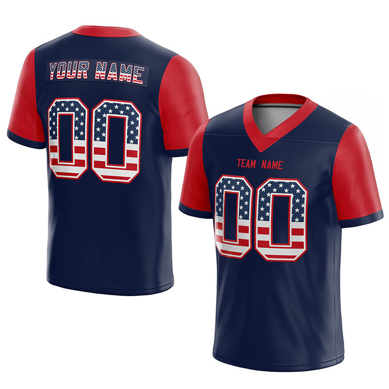 customized authentic football jersey navy-red-white mesh big size 7x