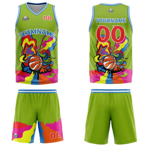 Uniforme de baloncesto verde personalizado con tu logotipo-nombre y número impresos