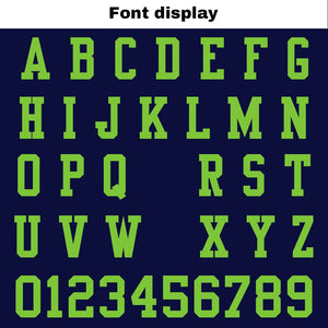 Camiseta de fútbol personalizada con nombre y número del equipo bordados-color azul marino y verde neón