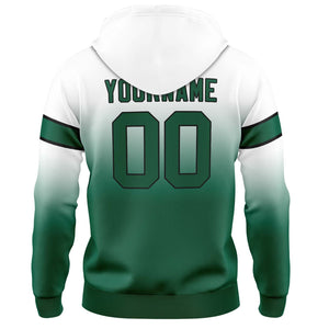 Sudadera con capucha degradada personalizada para hombre-mujer-niña o niño Estampa tu logotipo-nombre y número en blanco y verde