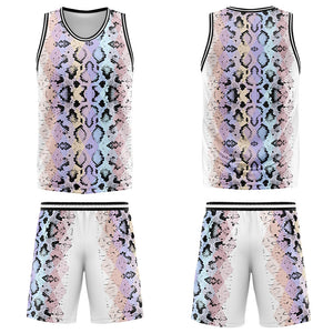 Uniforme de baloncesto personalizado con estampado de serpiente y tu logotipo-nombre y número impresos