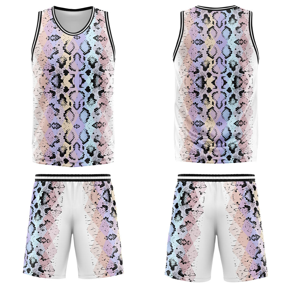 Uniforme de baloncesto personalizado con estampado de serpiente y tu logotipo-nombre y número impresos