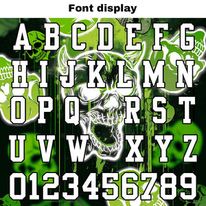 Camiseta de fútbol personalizada con nombre y número del equipo impresos y bordados-estilo grafiti con calavera verde
