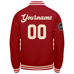 Chaqueta universitaria personalizada estilo Letterman para hombres-mujeres y jóvenes-color rojo crema