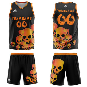 Uniforme de baloncesto personalizado color naranja fluido con tu logotipo-nombre y número impresos